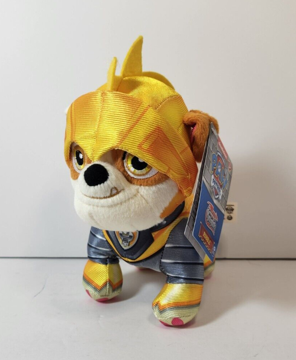 Paw Patrol Rescue Knights Rubble Plush Yellow Armor 8" Stuffed Dog Pup Animal